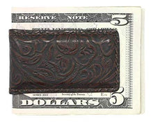 Load image into Gallery viewer, Magnetic Money Clip in Western Leather
