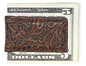Magnetic Money Clip in Western Leather
