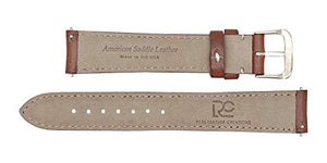Padded Quick Release Watch Strap with Contrast Stitching in American Saddle Leather