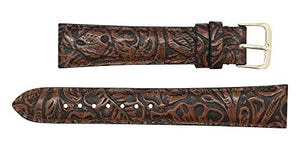 Padded Watch Strap in Western Print Genuine Leather